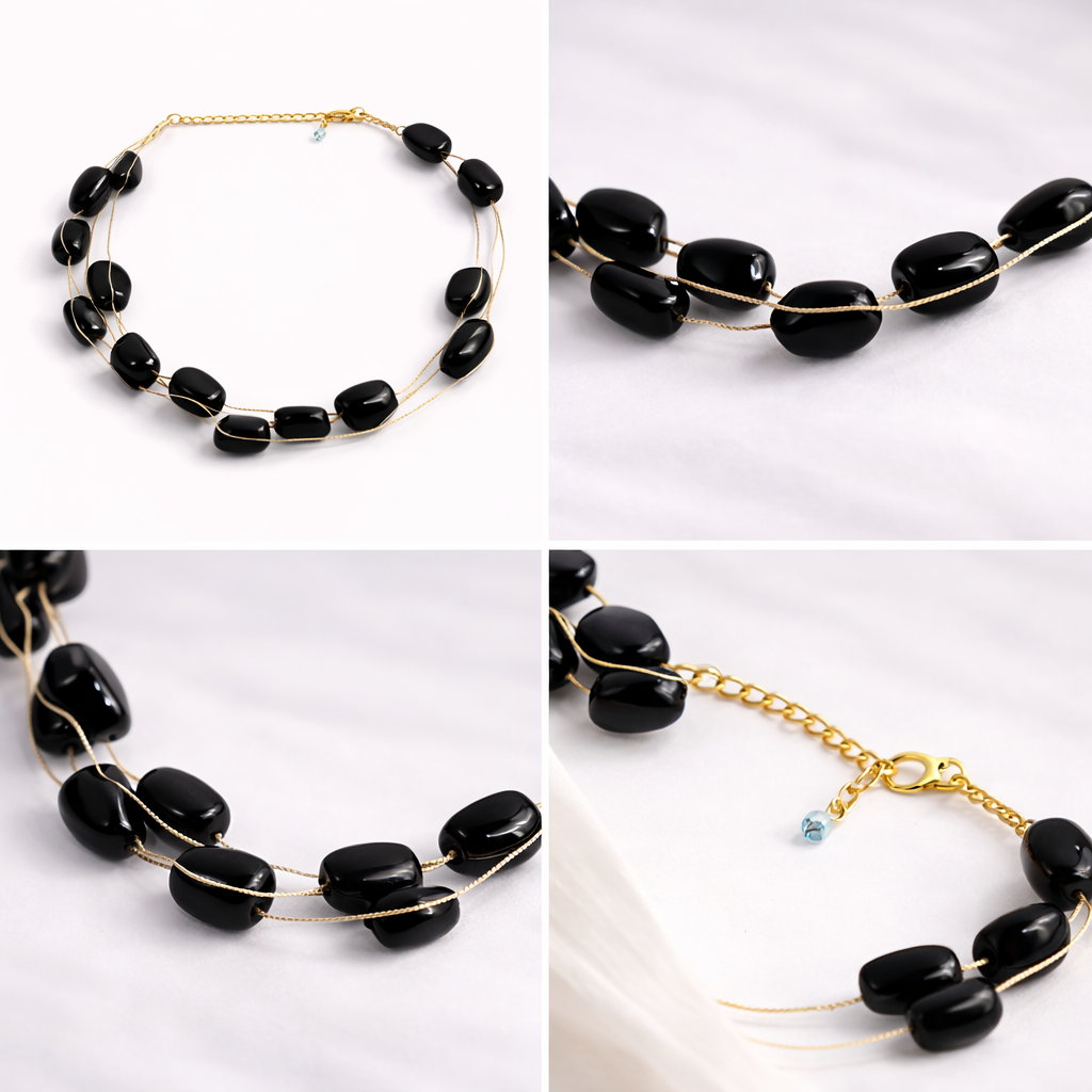 Double Layer Oval Bead Necklace