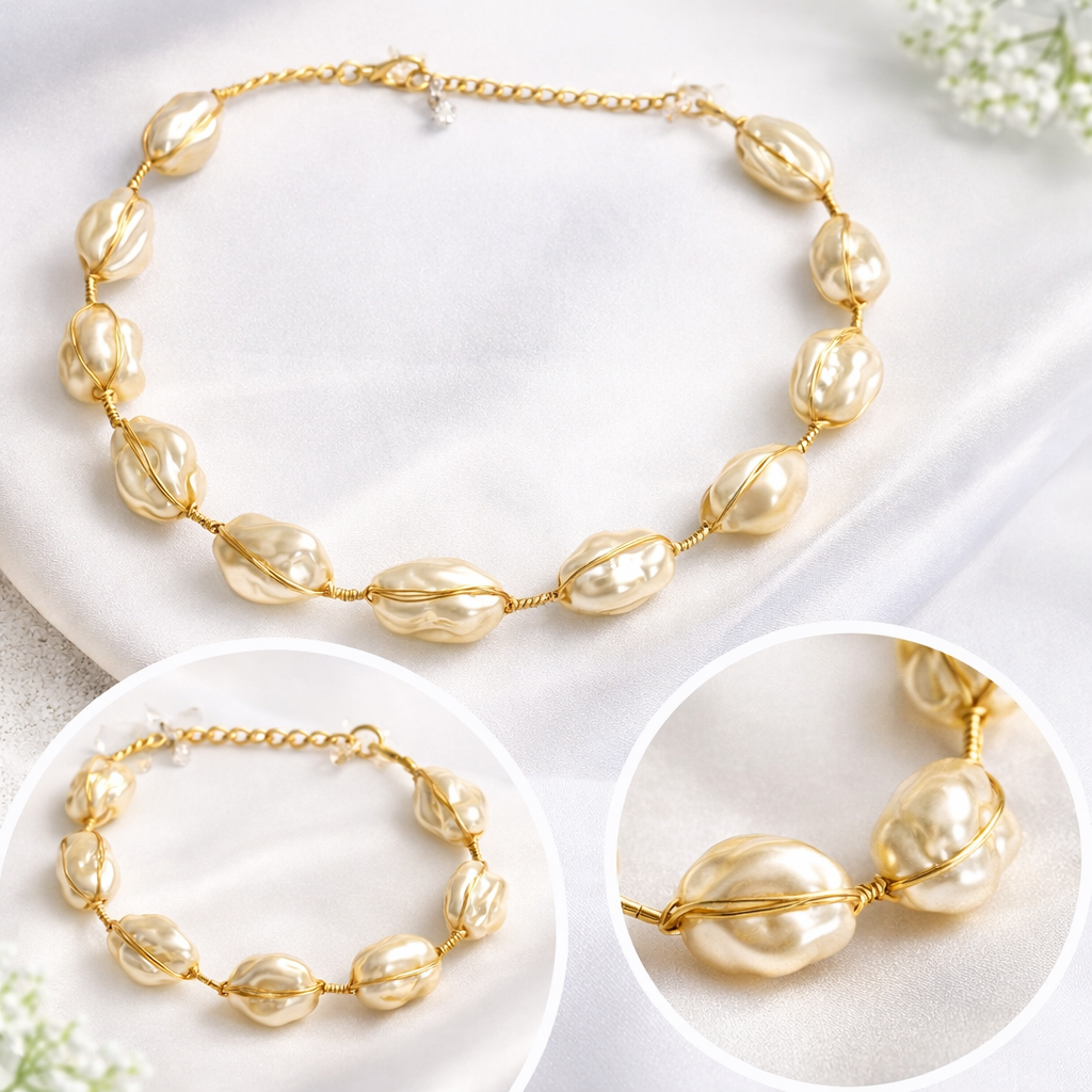 Elegant Gold Plated Necklace & Bracelet Set