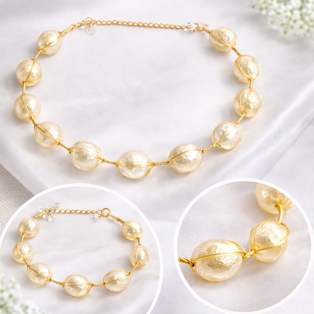 Elegant Gold Plated Necklace & Bracelet Set