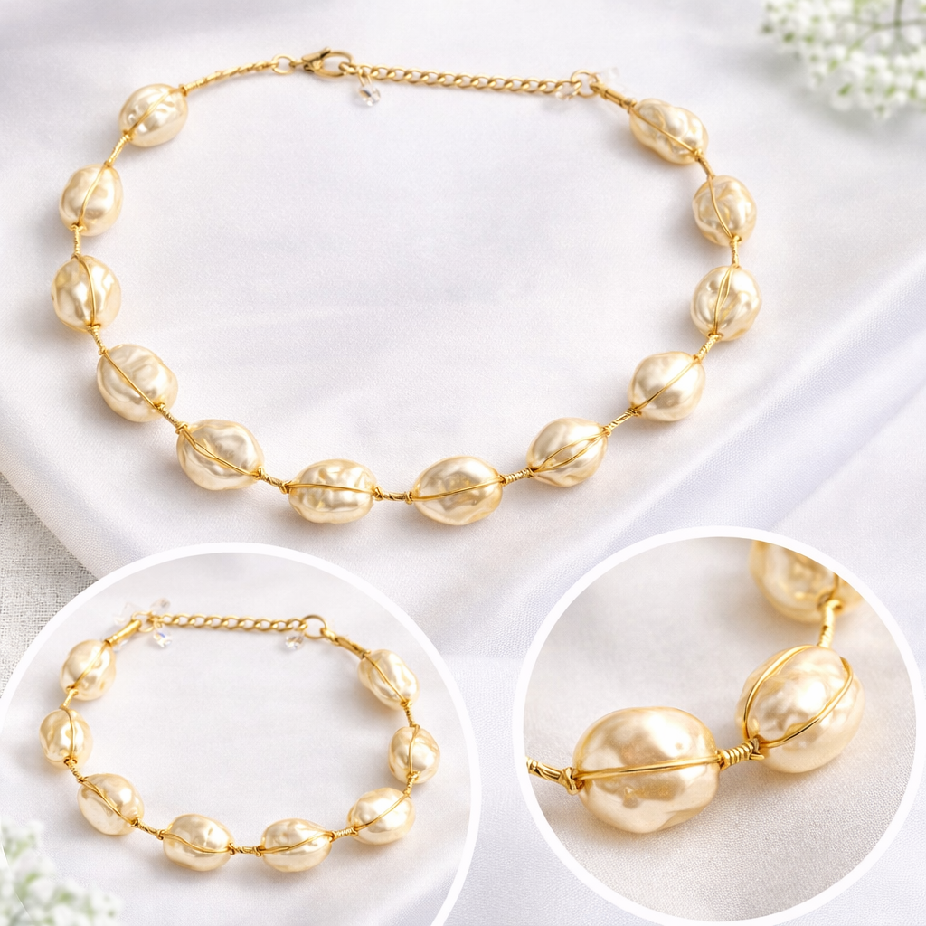 Elegant Gold Plated Necklace & Bracelet Set