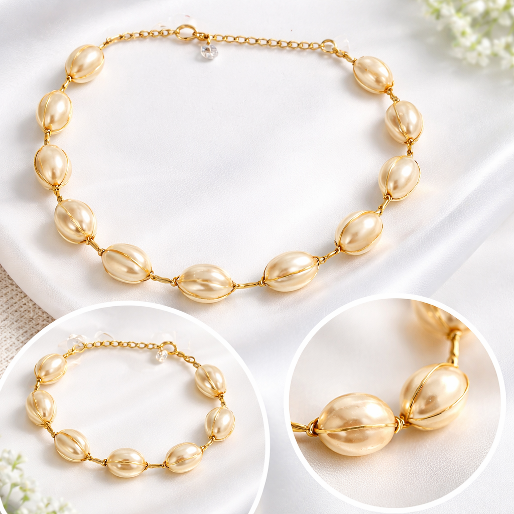 Elegant Gold Plated Necklace & Bracelet Set