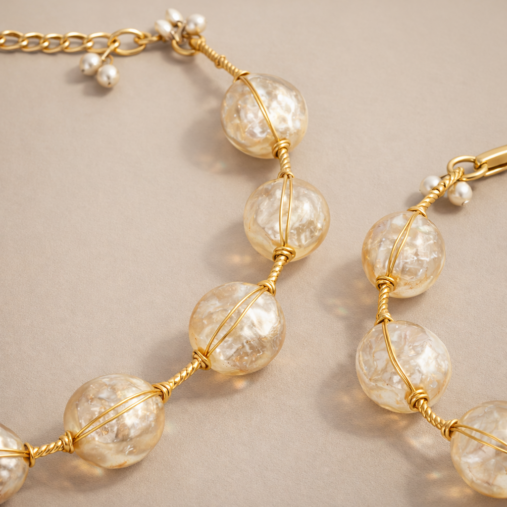 Elegant Gold Plated Necklace & Bracelet Set