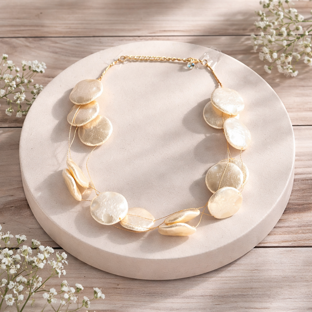 Double Layer Coin Bead Necklace