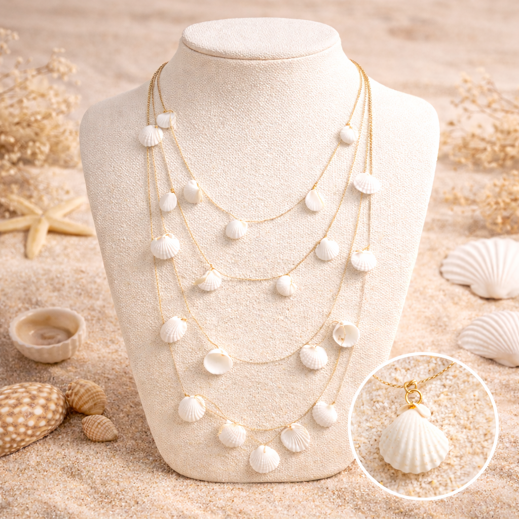 Layered Shell Long Necklace
