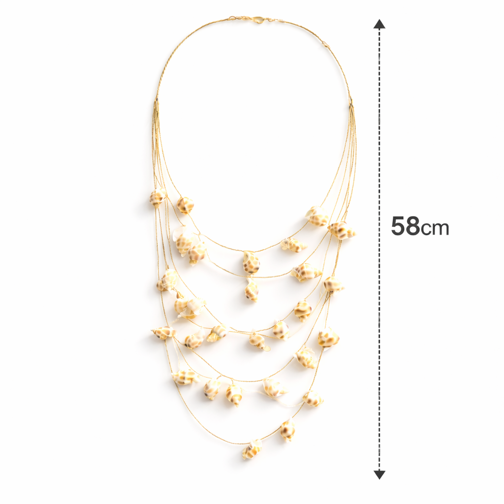 Multi Layer Shell Drop Necklace