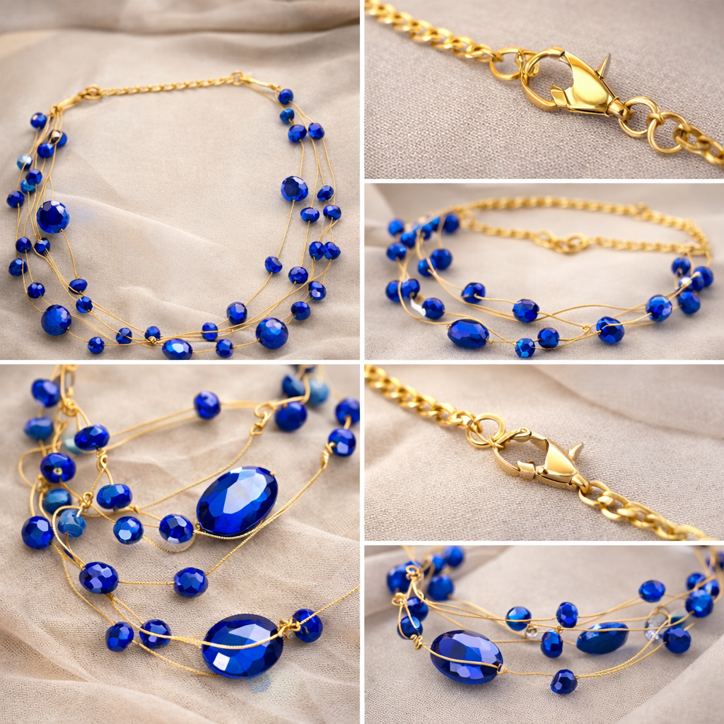 Multi Strand Beaded Necklace & Bracelet Set