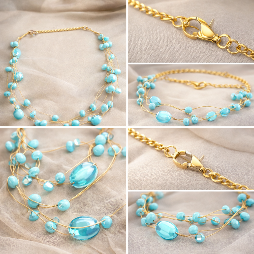 Multi Strand Beaded Necklace & Bracelet Set