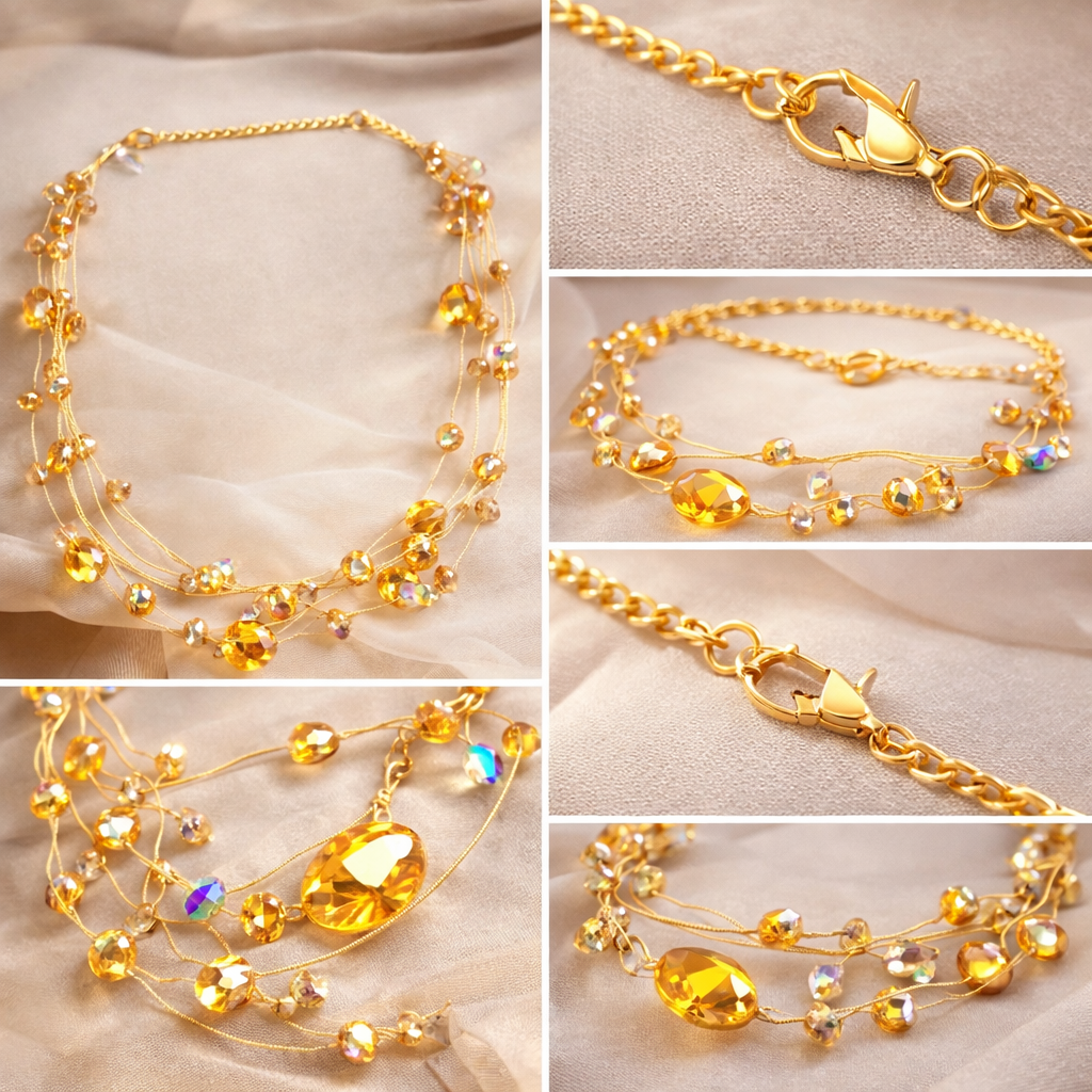 Multi Strand Beaded Necklace & Bracelet Set
