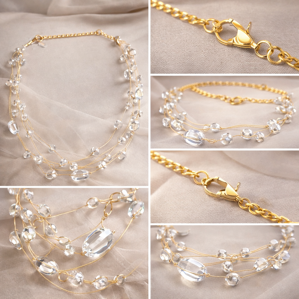 Multi Strand Beaded Necklace & Bracelet Set