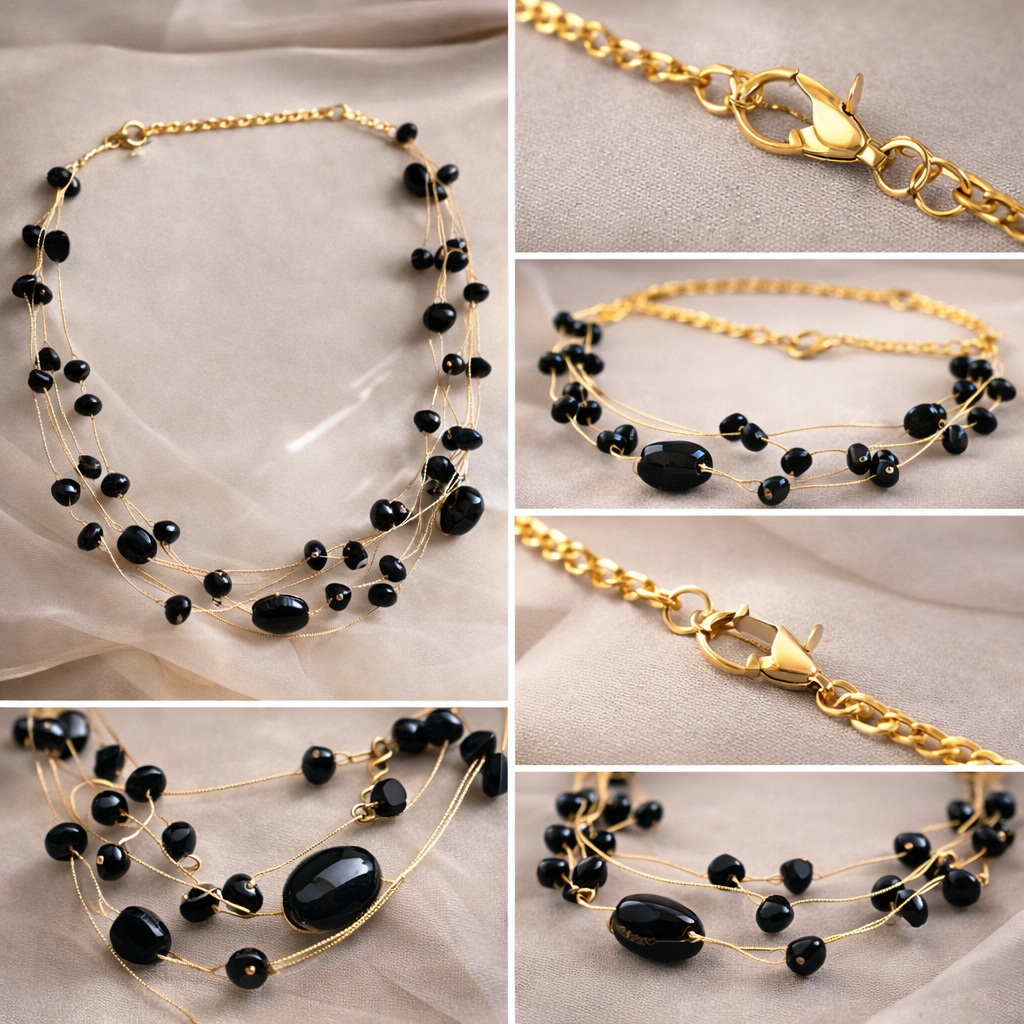 Multi Strand Beaded Necklace & Bracelet Set