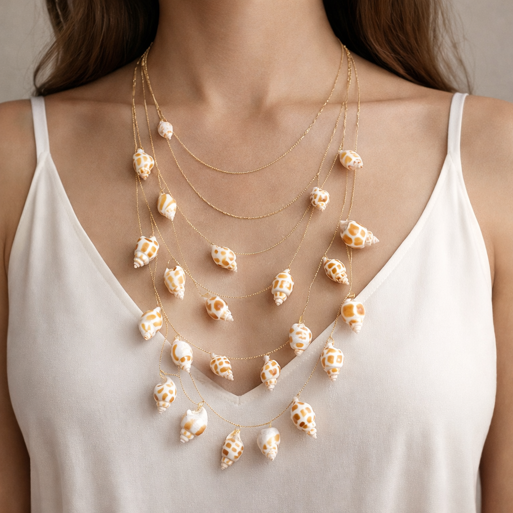 Multi Layer Shell Drop Necklace