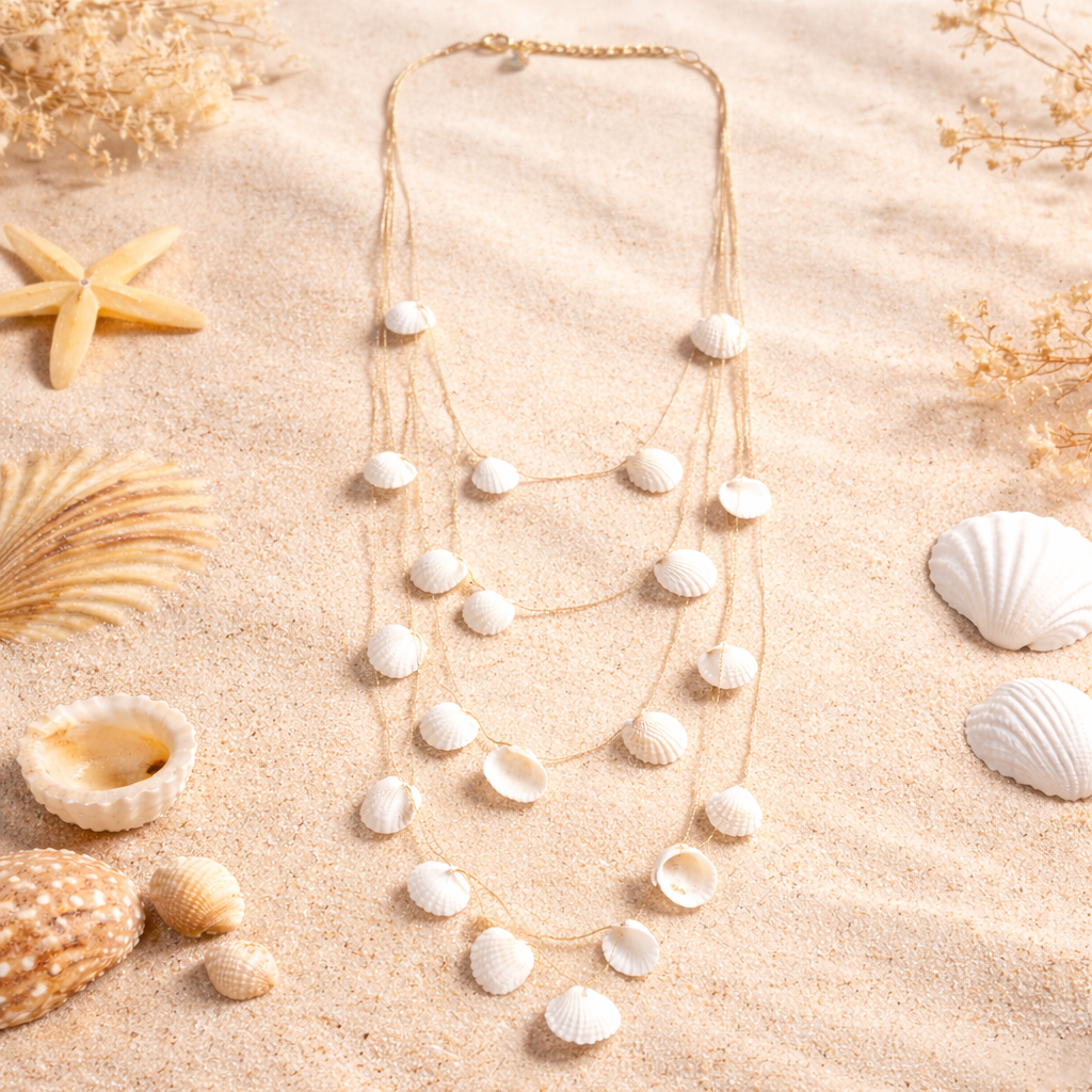 Layered Shell Long Necklace