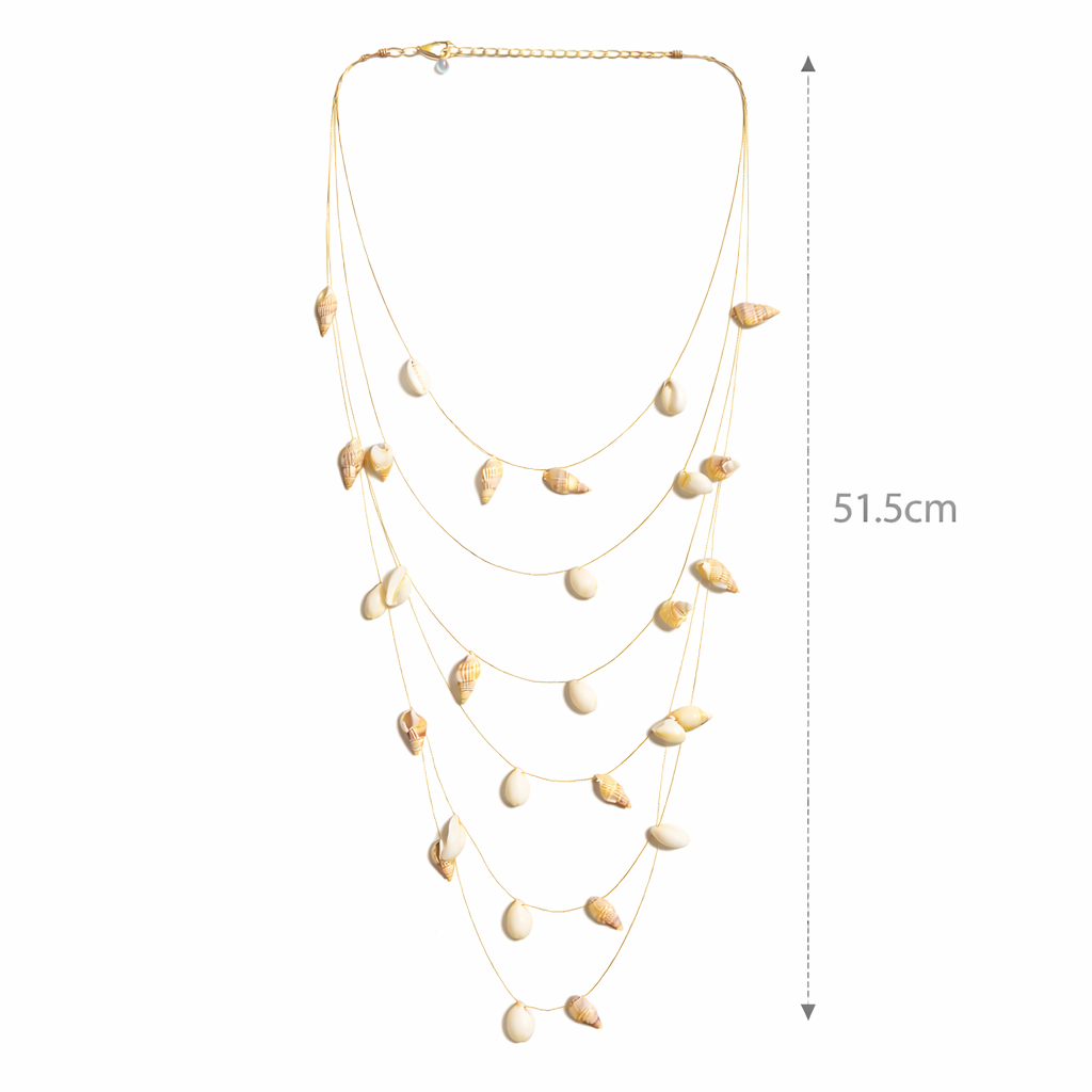 Layered Shell Long Necklace