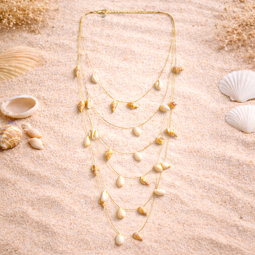 Layered Shell Long Necklace