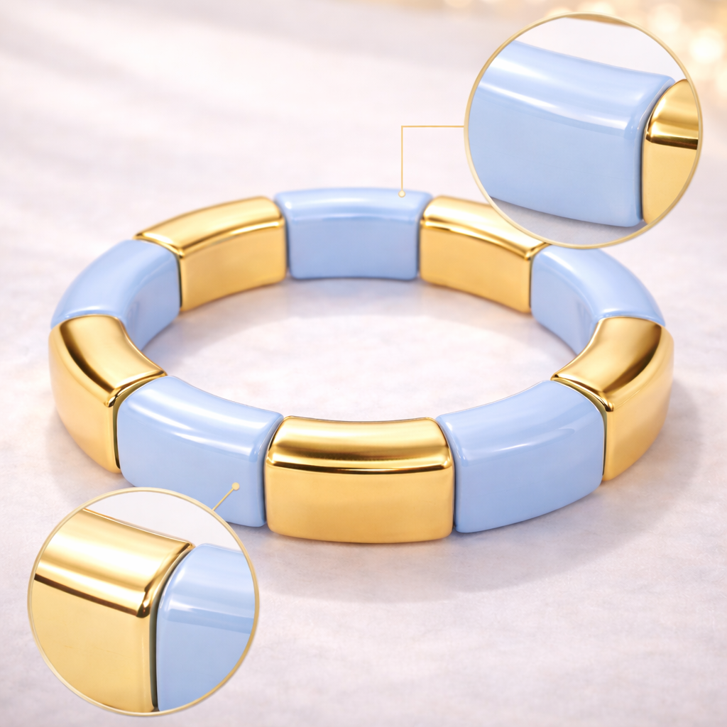 Resin & Gold Tone Stretch Bracelet