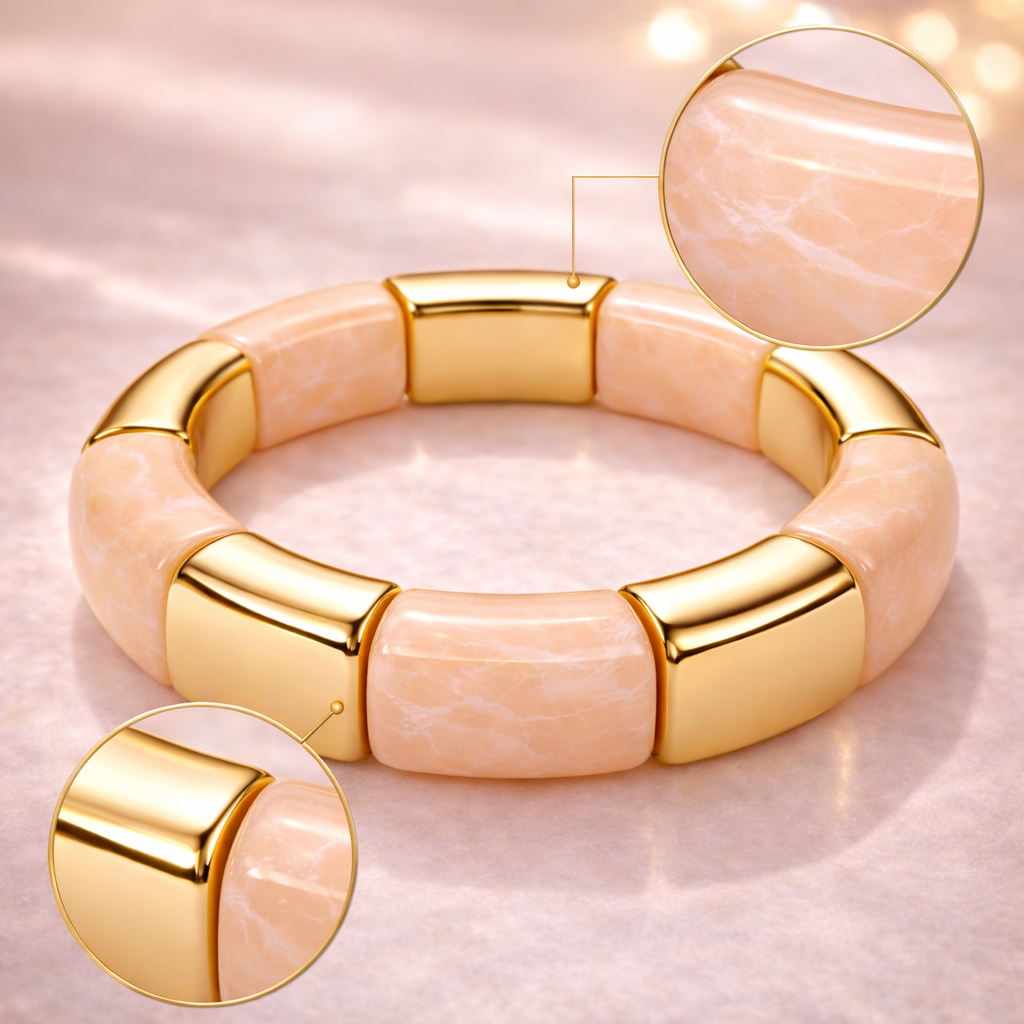 Resin & Gold Tone Stretch Bracelet