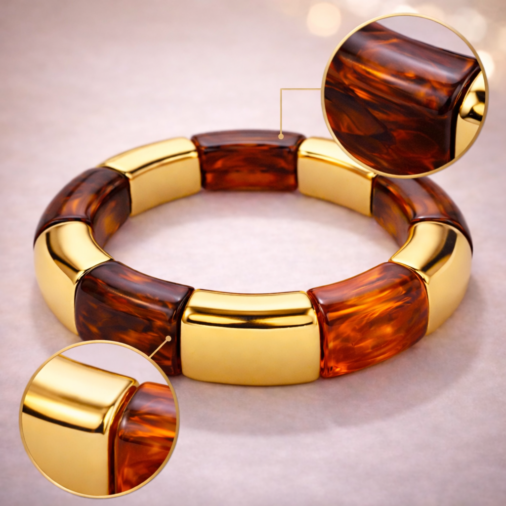 Resin & Gold Tone Stretch Bracelet