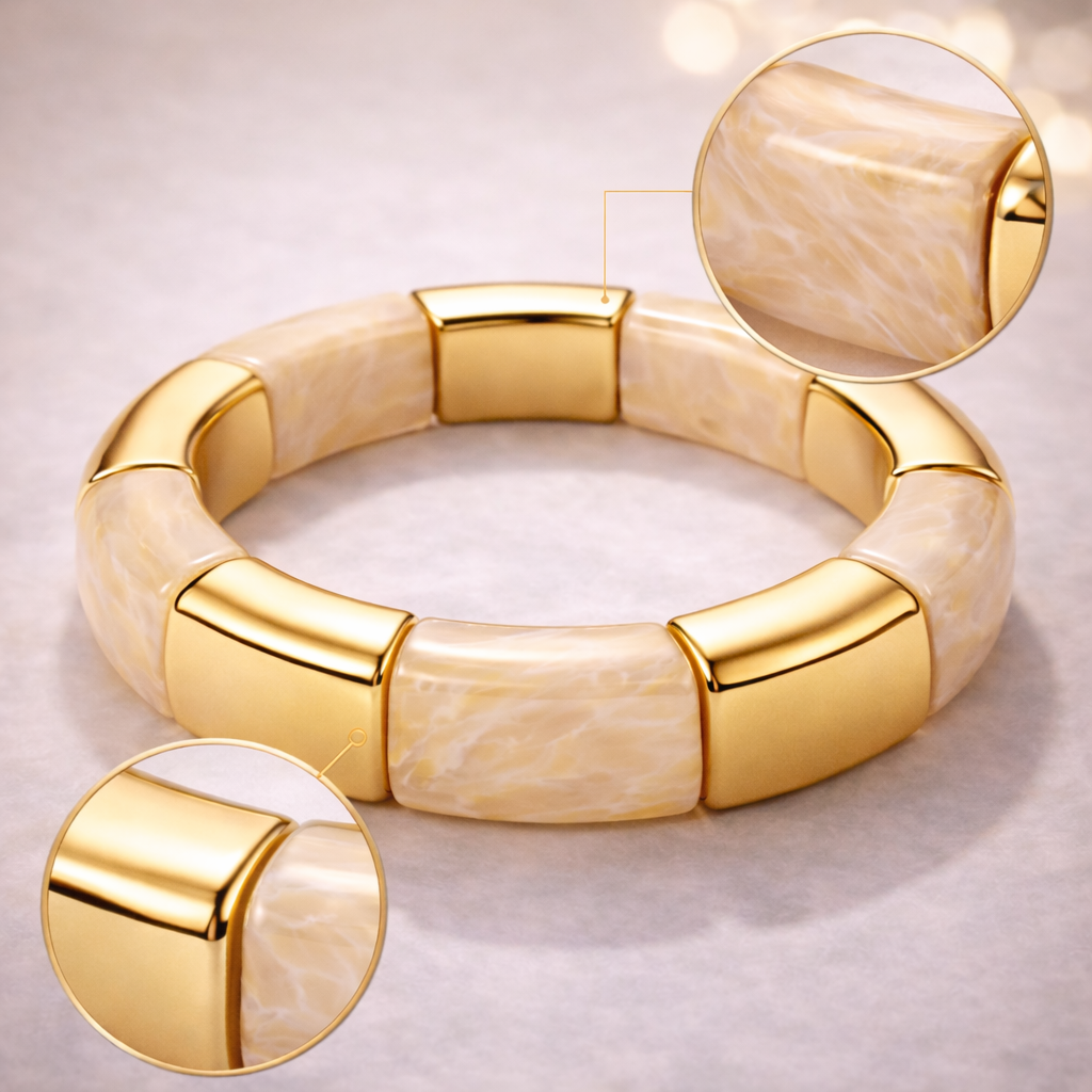 Resin & Gold Tone Stretch Bracelet