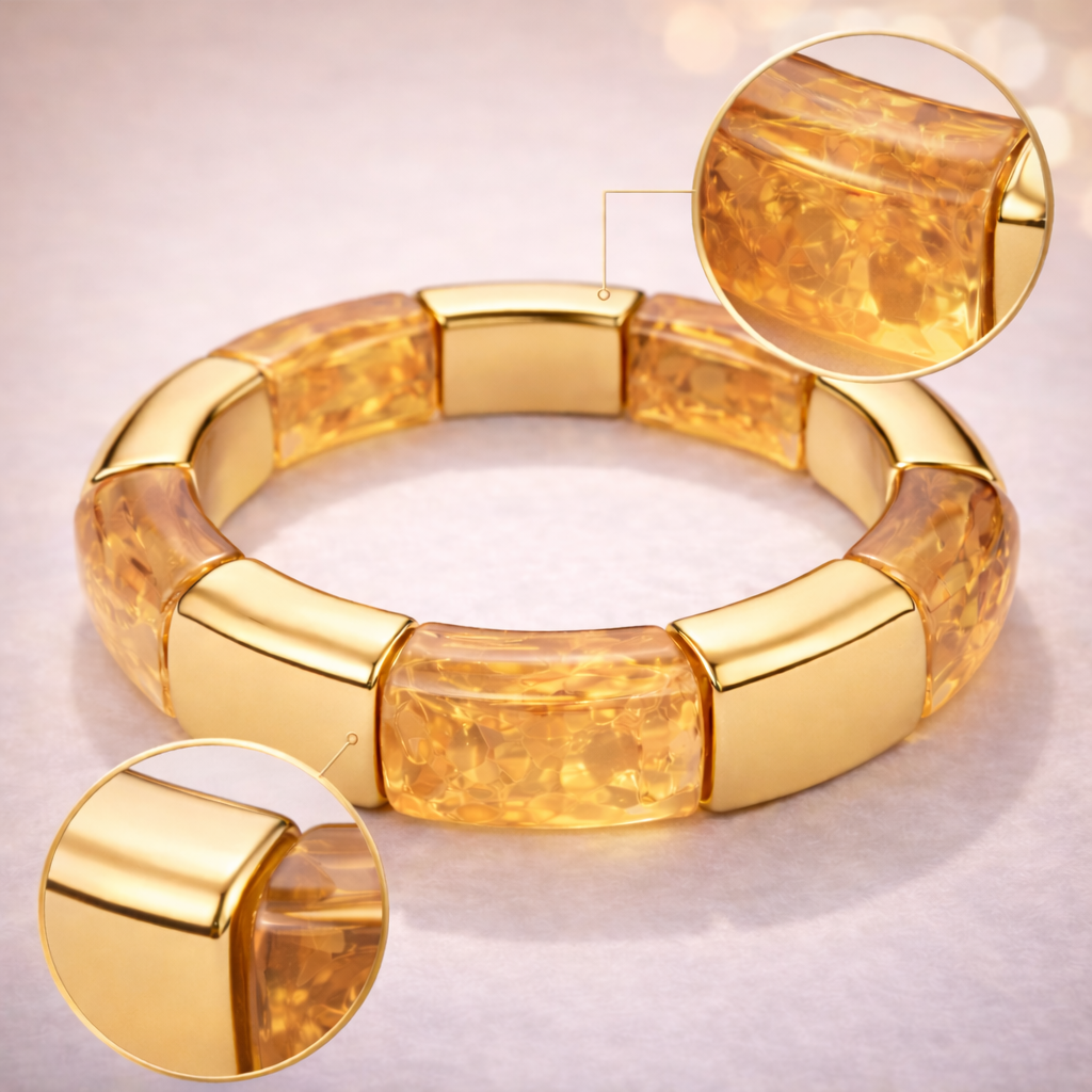Resin & Gold Tone Stretch Bracelet
